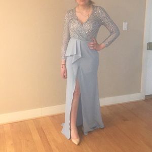 Terani couture dress Faux-Wrap Beaded Gown